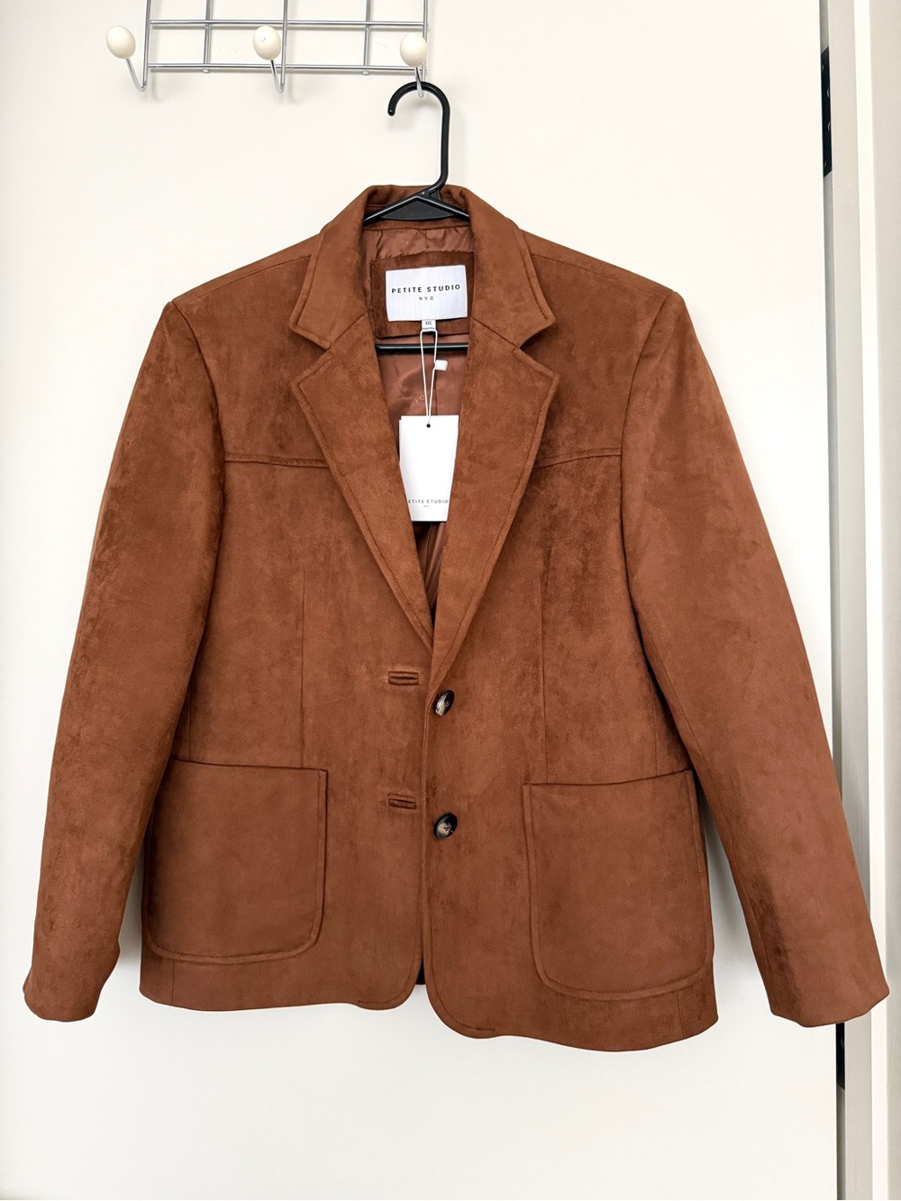 Petite Studio Oversized Brown Suede Blazer